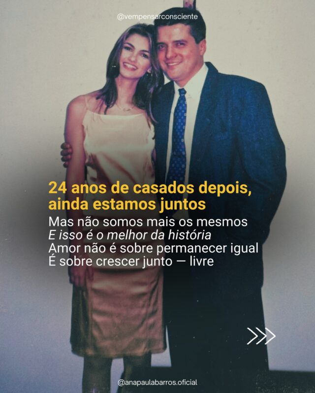 Era uma vez… dois jovens criadores
Não tinham muito além de um ao outro, de um sim que ecoava não apenas nas palavras, mas na alma
Um era estagiário. O outro, trainee
Mas os sonhos… ah, esses já eram grandes
Tão grandes que compraram os eletrodomésticos antes mesmo de saber onde mandar entregar 
— Por que fizeram isso?
— Porque confiavam na vida
Porque escolheram viver com o coração, e não com garantias
E não foi só naquele dia
A verdade é que a gente se torna um casal todos os dias
Quando acorda e diz:
“Hoje, eu escolho você de novo, de um jeito novo, como se fosse a primeira vez”
Escolher o outro sem se abandonar
Amar sem prender
Crescer sem precisar caber nas mesmas formas de antes
Não somos mais os mesmos
E ainda bem
Hoje somos mais conscientes
Mais livres
Mais inteiros
Foi dessa energia que nasceu a Jornada Eu Soul Gratidão
✨ Começamos dia 01/06
✨ São 28 dias de reconexão com a alma — com práticas simples, profundas, e uma pulseira que vai com você
Um lembrete no pulso:
“Eu Soul. Eu escolho com presença. Eu me honro.”
Não é um curso
É um reencontro
Do humano com a sua Alma 
Se esse texto mexeu com algo aí dentro…
Talvez seja sua alma dizendo:
“É agora! Tá na hora!
🌱 Te espero com verdade
Comente “Gratidão” pra saber mais da jornada 
E se essa leitura tocou algo em você…
me conta aqui nos comentários:
✨ Qual foi a escolha mais corajosa que você já fez com o coração?
Eu vou amar ler sua partilha