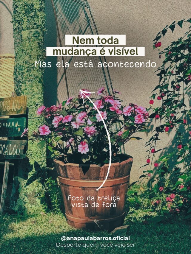 Só porque você não vê… não significa que não esteja florescendo
Tem coisa que cresce no escuro
Raiz que se expande antes de virar flor
Transformação que não faz barulho — mas que está mudando tudo por dentro
A mente inquieta quer provas
Mas a alma… ahhh a alma sabe esperar
Essa plantinha é só um espelho:
📍No começo, parecia parada
📍Dias depois, o movimento era claro
📍Hoje, é impossível ignorar o quanto ela cresceu
✨ É assim com você também
Você não precisa ver tudo pra confiar
Você não precisa entender tudo pra continuar
Porque há um lugar dentro de você onde o novo já está brotando
E ele floresce no tempo certo
—
Sentiu esse chamado?
Me conta aqui:
👉 O que em você tem crescido em silêncio… mas com força?